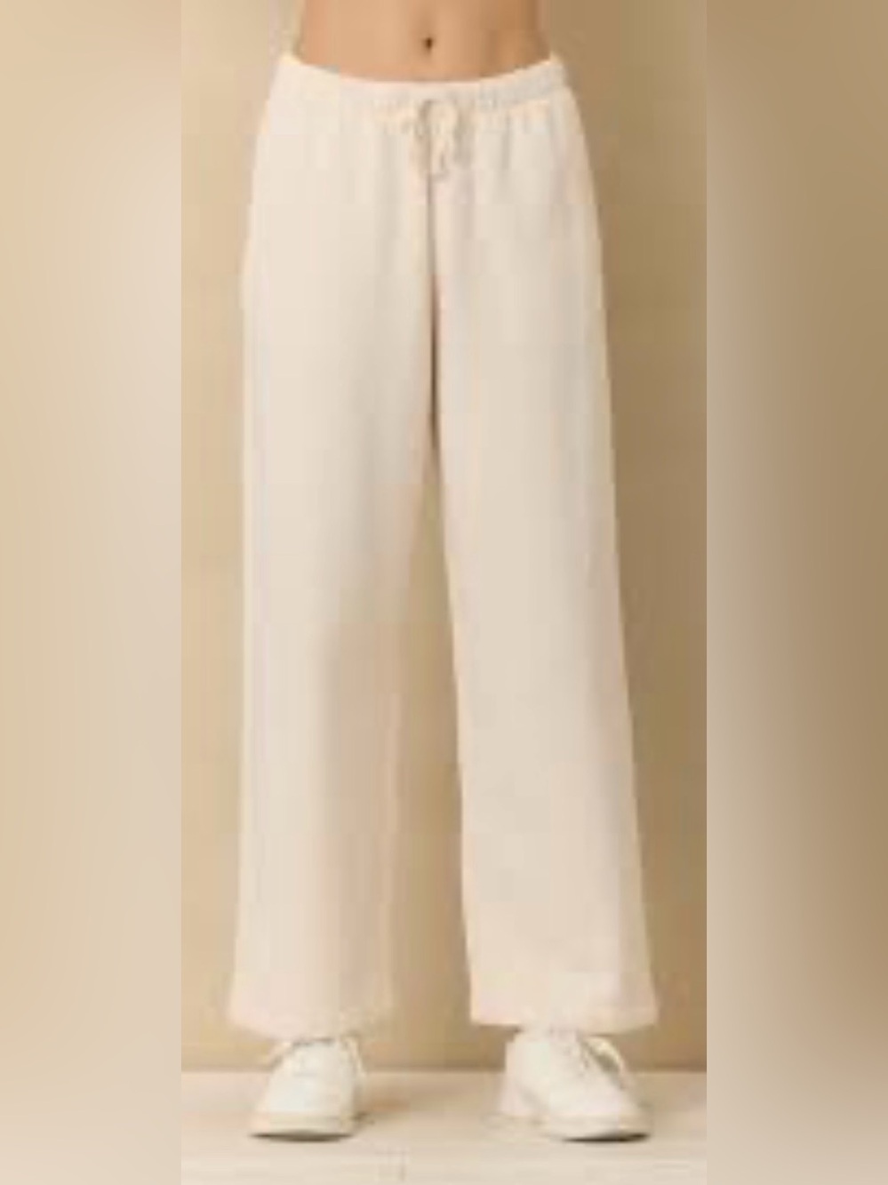 Vintage Havana Cream Wide-Leg Drawstring Joggers